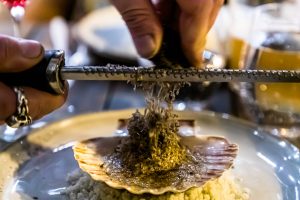 Schwarzer Trüffel mit Jakobsmuschel. Ein Klassiker in der französischen Küche / © Foto: Georg Berg