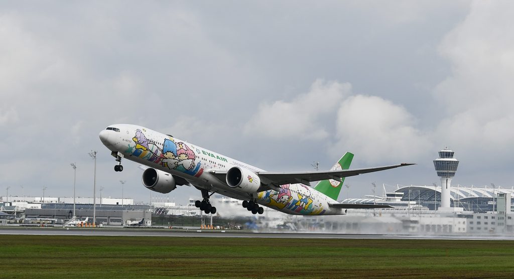 Flugzeug der taiwanesischen Airline Eva Air im Hello Kitty Design. © Photo Eva Air