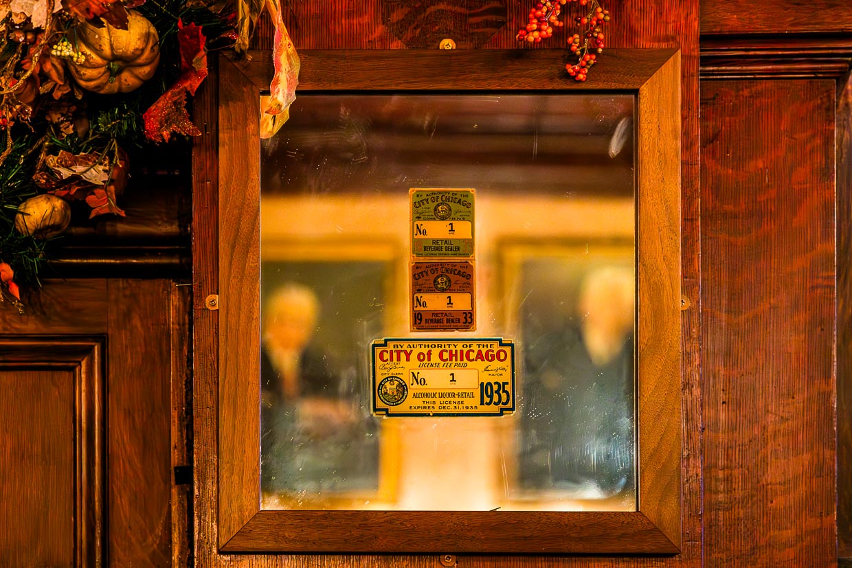 Lizenz Nummer 1 von 1935, City of Chicago. Nach der Prohibition erhielt das Restaurant Berghoff mit der Adams Brauerei  in 17 West Adams Street mit der Adams Brauerei die erste Schanklizenz / © Foto: Georg Berg