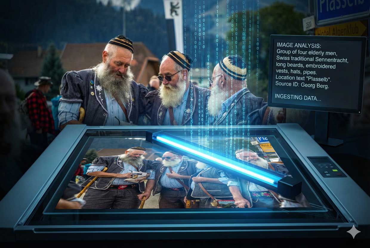 Bild einer echten Quelle wird als Datenstrom zu einem Trainingsdatenset [KI-generiert (gemini)]