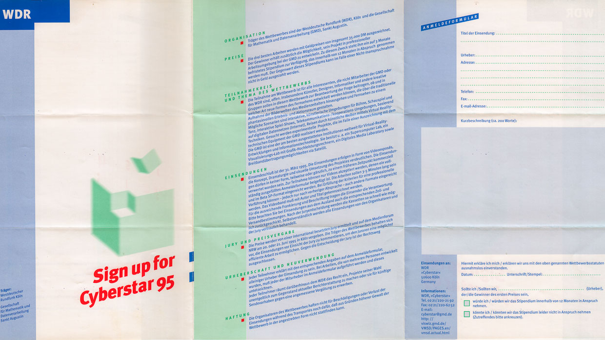 Teilnahmeformular zum Wettbewerb Cyberstar 95